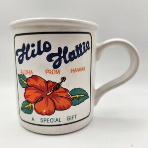 Vtg Hilo Hattie Aloha From Hawaii Hawaiian Coffee Mug Hibiscus Island Map 10oz